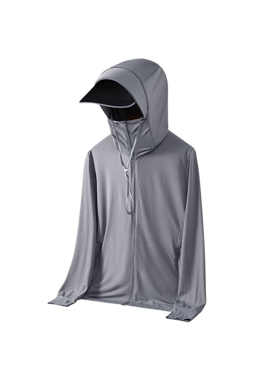 Mens Fishing Jacket Sun Hoodie UPF 50+ UV Protection Quick Dry Moisture-Wicking Top Coat Dad Gifts
