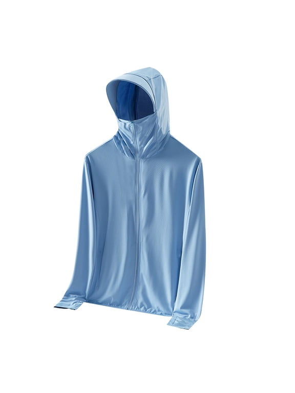 Mens Fishing Jacket UPF 50+ UV Sun Protection Long Sleeve Zip Up Hoodies Mesh Hiking Top Coat Dad Gifts