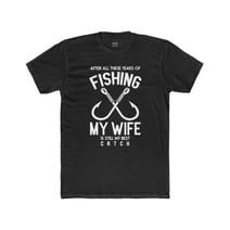 Mens Fishing My Wife Is My Best Catch Cotton Crew TShirt