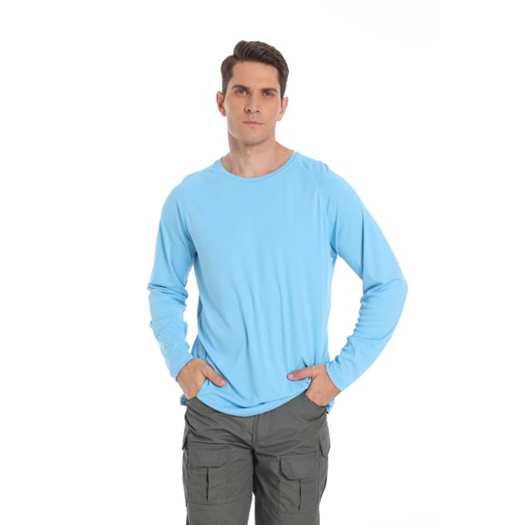 PAKUSISUP Men's Long Sleeve Fishing Shirts UPF 50+ | Quick-Dry Sun Protection Shirts (Lightweight, 100% Polyester)