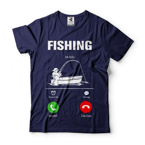 Mens Fishing Shirt Fishing Calling Shirt Gift For Men Husband Fishing Tee Father's Day Fishing Tee (XX-Large Navy Blue)
