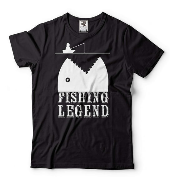 Mens Fishing Shirt Fishing Legend Shirt Fisherman Gifts Fishing Birthday Tee Father's Day Gift (Medium Black)