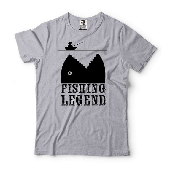 Mens Fishing Shirt Fishing Legend Shirt Fisherman Gifts Fishing Birthday Tee Father's Day Gift (Medium Grey)