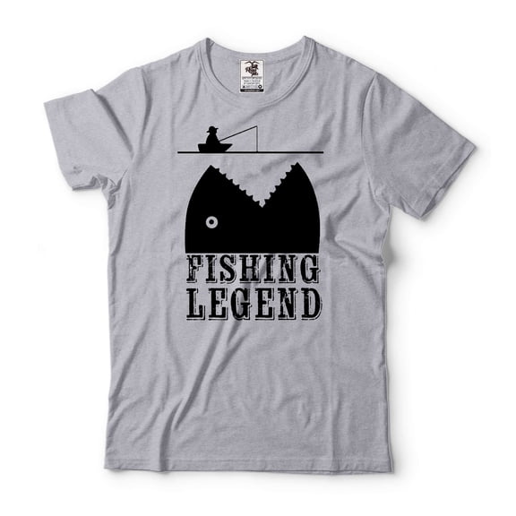 Mens Fishing Shirt Fishing Legend Shirt Fisherman Gifts Fishing Birthday Tee Father's Day Gift (Medium Grey)