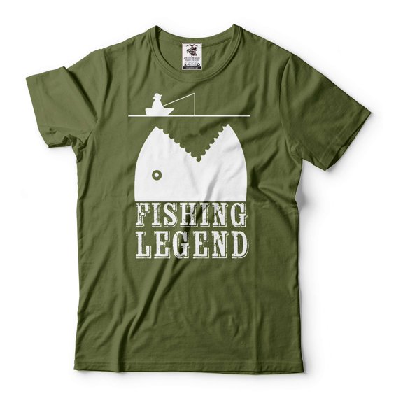 Mens Fishing Shirt Fishing Legend Shirt Fisherman Gifts Fishing Birthday Tee Father's Day Gift (X-Large Military Green)