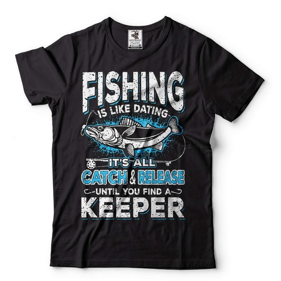 Mens Fishing Shirt Funny Fishing Tee Fishing Is Like Dating T-Shirt Fisherman Gifts Fishing Shirt (4X-Large Black)