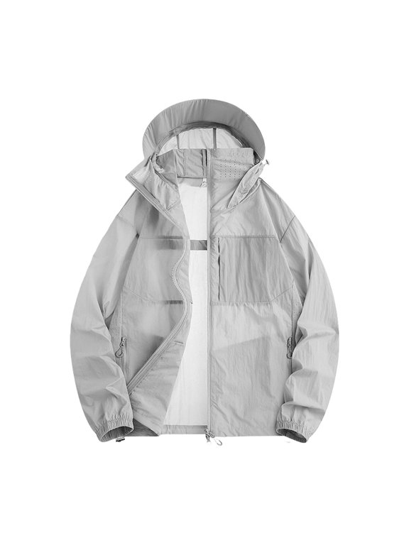 Mens Fishing Shirt Jacket Quick Dry Sun Protection Hoodies Long Sleeve Zip Pockets Hiking Top Dad Gifts