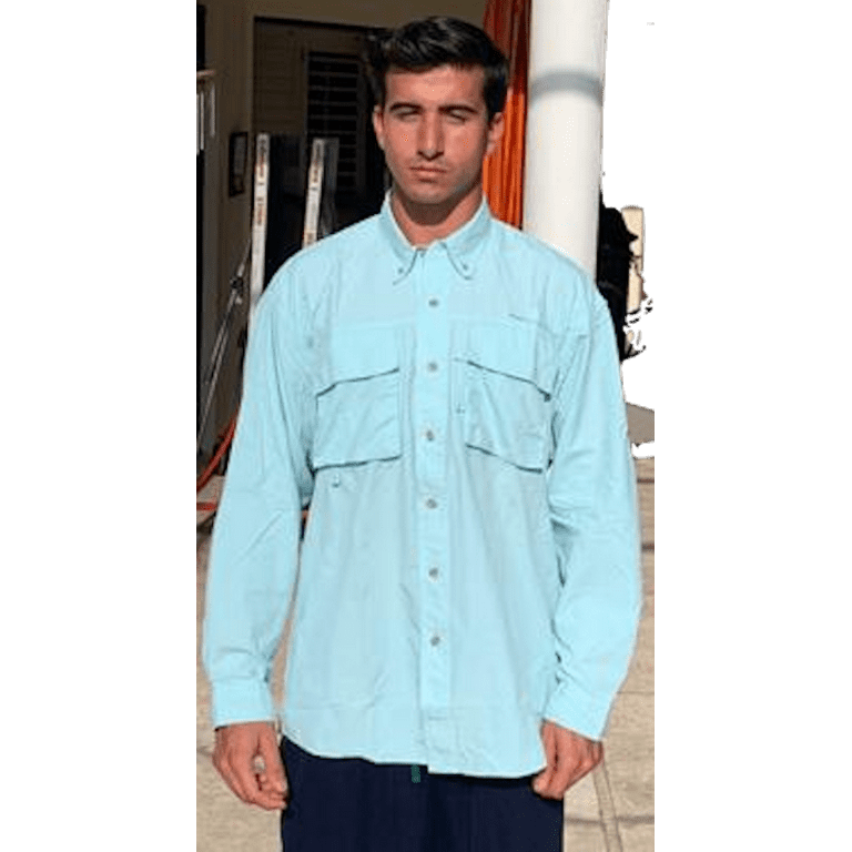 Mens Fishing Shirt, Long Sleeve, Two Bellow Pockets, Ventilated Swing Back  