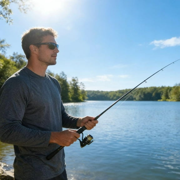 PAKUSISUP Men's Long Sleeve Fishing Shirts UPF 50+ | Quick-Dry Sun Protection Shirts (Lightweight, 100% Polyester)