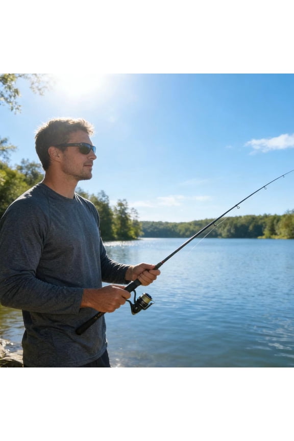 Men's Long Sleeve Fishing Shirts UPF 50+ | Quick-Dry Sun Protection Shirts (Lightweight, 100% Polyester)