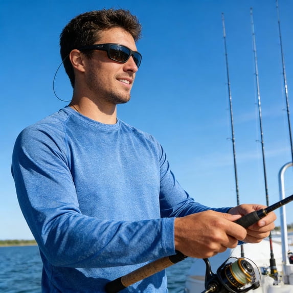PAKUSISUP Men's Long Sleeve Fishing Shirts UPF 50+ | Quick-Dry Sun Protection Shirts (Lightweight, 100% Polyester)