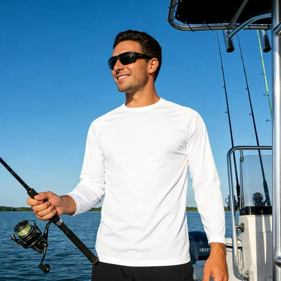 PAKUSISUP Men's Long Sleeve Fishing Shirts UPF 50+ | Quick-Dry Sun Protection Shirts (Lightweight, 100% Polyester)