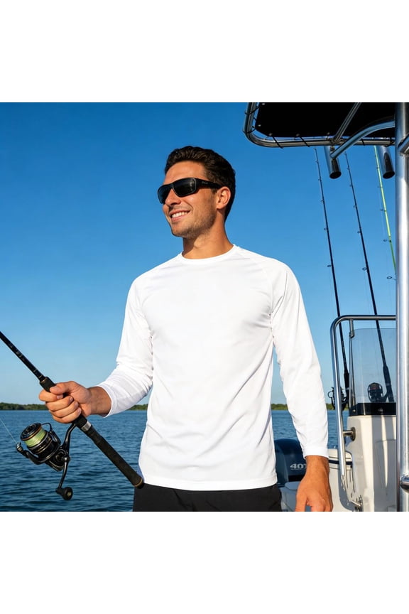 Men's Long Sleeve Fishing Shirts UPF 50+ | Quick-Dry Sun Protection Shirts (Lightweight, 100% Polyester)