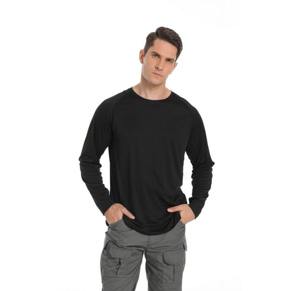 PAKUSISUP Men's Long Sleeve Fishing Shirts UPF 50+ | Quick-Dry Sun Protection Shirts (Lightweight, 100% Polyester)