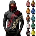thumbnail image 1 of Mens Fishing Shirts Long Sleeve Sun Hoodies With Face Mask Uv Protection Cooling Hooded Rash Guard Shirts, L, 1 of 7