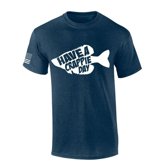 Mens Fishing Tshirt Have A Crappie Day Short Sleeve T-shirt-Heather Navy-5xl