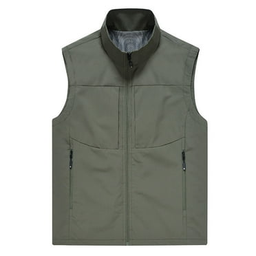 Mens Fishing Vest Big & Tall M-5XL Casual Zip-Up Sleeveless Jackets Plus Size Multi Pockets Quick-Drying Cargo Work Hiking Outerwear Vests Clearance