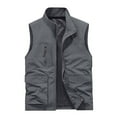 thumbnail image 1 of Mens Fishing Vest M-5XL Plus Size Zip-Up Casual Sleeveless Jackets Solid Stand Collar Multi Pockets Hiking Work Hunting Outerwear Vests, 1 of 2