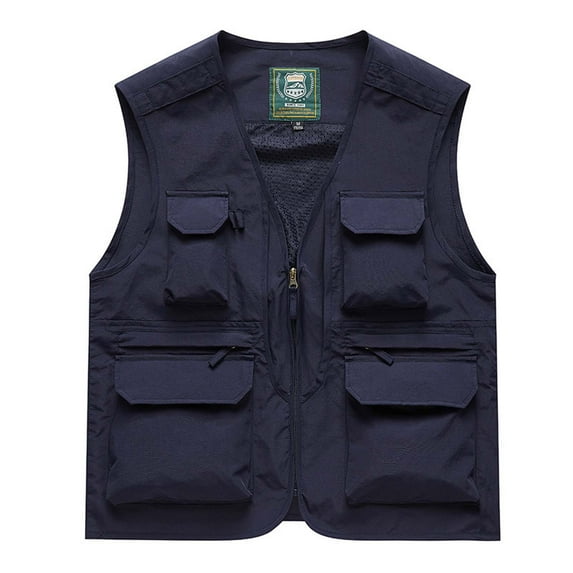 Mens Fishing Vest Clearance Sale M-5XL Plus Size Zipper Up Lightweight Sleeveless Jackets Casual Multi Pockets Hiking Work Outerwear Vests Coats