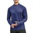 thumbnail image 1 of Mens Fitness Running Shirts 1/4 Zip Long Sleeve Raglan Shirts with Thumb Hole Athletic Workout Gym Tops Activewear Navy, M, 1 of 7