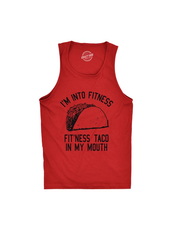 Mens Fitness Taco In My Mouth Tanktop Funny Shirt
