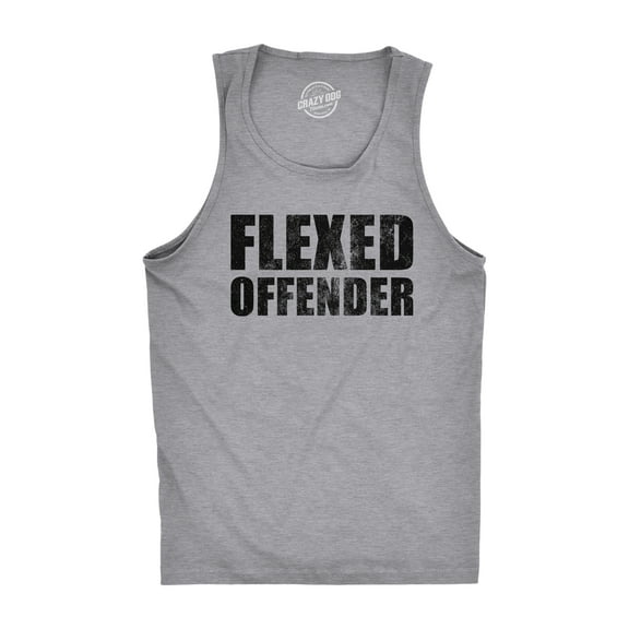 Mens Fitness Tank Funny Sarcastic Flexed Offender Graphic Novelty Sleeveless Tee for Men