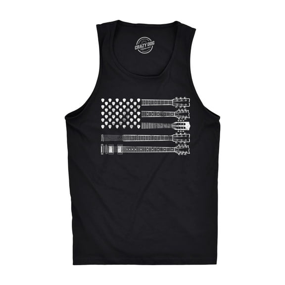 Mens Fitness Tank Guitar Flag Tanktop Cool Rock and Roll American Musician Flag Shirt