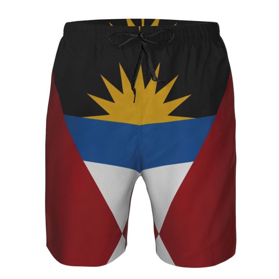 Mens Flag Of Barbuda Boardshort Casual Drawstring Stretch Summer Beach Shorts Medium