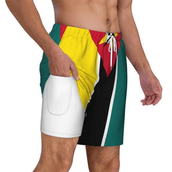 Mens Flag Of Mozambique Swimming Trunks with Compression Liner Beach Quick Dry Swim Shorts