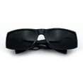 thumbnail image 1 of Mens Flaming Skull 90s Narrow Rectangle Thick Temple Gangster Sunglasses All Black, 1 of 8