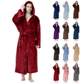 thumbnail image 1 of Mens Flannel Hooded Robe Plus Size Fleece Plush Nightgown Long Sleeve Spa Robe Winter Housecoat with Pocket and Belt Soft Cozy Bathrobe, 1 of 4