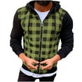 thumbnail image 1 of Mens Flannel Hoodie Shirt Long Sleeve Plaid Full Zip Hoodie Sweatshirt Lightweight Fleece Coat Loose Casual Outwear, 1 of 5