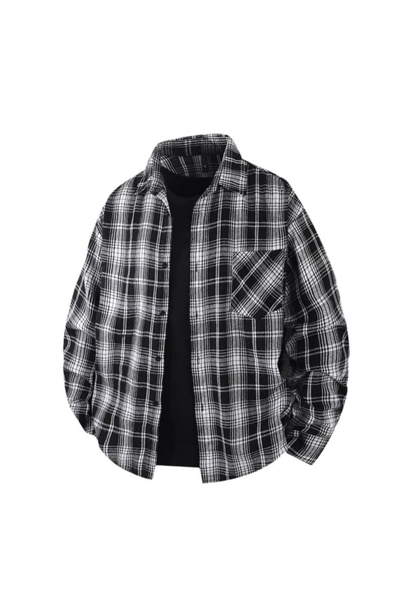 Mens Flannel Hoodie Shirts Long Sleeve Casual Plaid Jacket Cotton Button Down Flannel Shirt for Men Couples Matching Retro Checkered Shirt His and Hers,Black M
