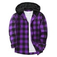 thumbnail image 1 of Mens Flannel Hoodie Shirts,Men's Casual Button Down Plaid Jacket Full Zip Fleece Flannel Jacket Plaid Hooded Jackets Fall Fashion Stylish Long Sleeve Tops with Pockets Trendy Coats, 1 of 5