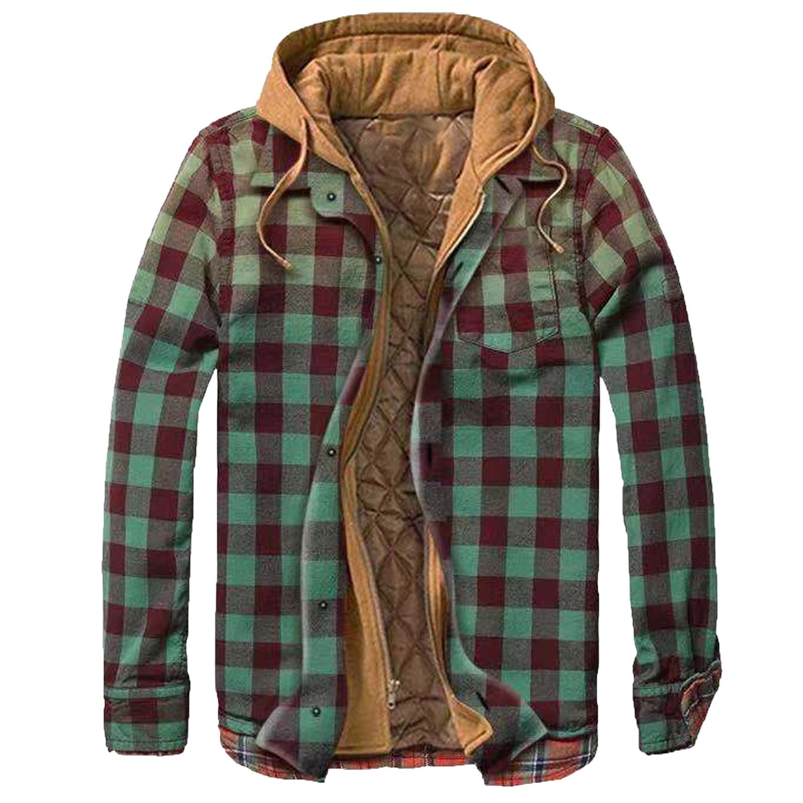 Mens Flannel Jackets Quilted Lined,2023 Men's Sherpa Lined Full Zip