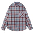 thumbnail image 1 of Mens Flannel Plaid Shirt Casual Lightweight Jacket Lapel Button Down Shackets Outerwear Fall Spring Blouses (3XL, Red 01), 1 of 4
