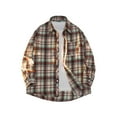 thumbnail image 1 of Mens Flannel Plaid Shirt Casual Lightweight Jacket Lapel Button Down Shackets Outerwear Fall Spring Blouses (XL, Red 02), 1 of 3