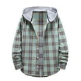 thumbnail image 1 of Mens Flannel Plaid Shirt Jacket 2023 Spring Fall Hoodies for Men Casual Loose Button Down Buffalo Plaid Hooded Coat, 1 of 5