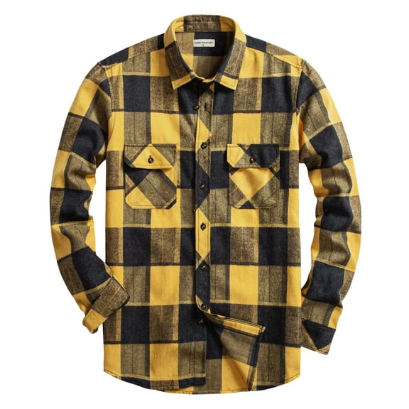 Mens Flannel Plaid Shirts Regual Fit Casual Long Sleeve Button Down Fleece Shirts