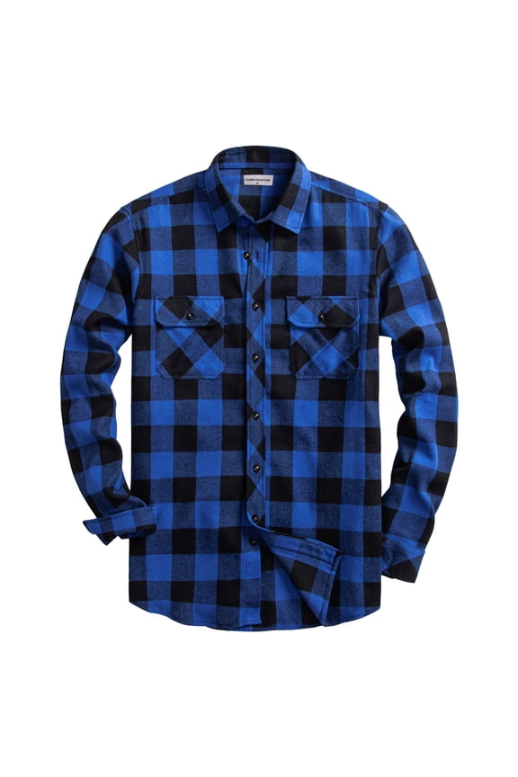 Mens Flannel Plaid Shirts Regual Fit Casual Long Sleeve Button Down Fleece Shirts