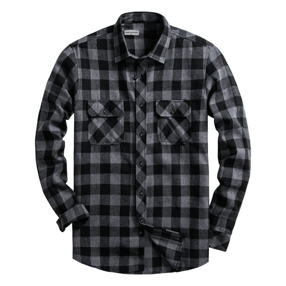 Mens Flannel Plaid Shirts Regual Fit Casual Long Sleeve Button Down Fleece Shirts
