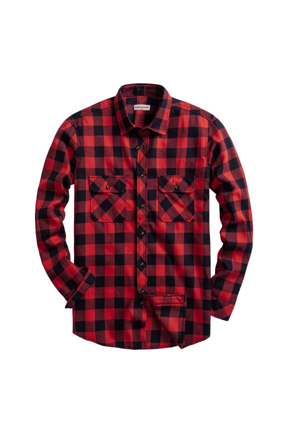 Mens Flannel Plaid Shirts Regual Fit Casual Long Sleeve Button Down Fleece Shirts