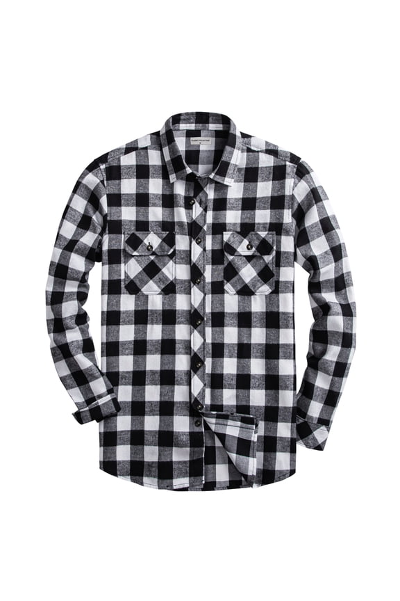 Mens Flannel Plaid Shirts Regual Fit Casual Long Sleeve Button Down Fleece Shirts
