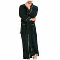 thumbnail image 1 of Mens Flannel Robe Cozy Fleece Bathrobe Collared Towels Warm Terry Cloth Spa Robes Nightwear Pajama Home Sleep Wear, Green, L, 1 of 4