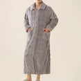 thumbnail image 1 of Mens Flannel Robes with Pockets Zip Up Long Sleeve Fleece Bathrobes Casual Solid Color Thermal Warm Long-Length Loungewear Pajamas Bath Robe, 1 of 4