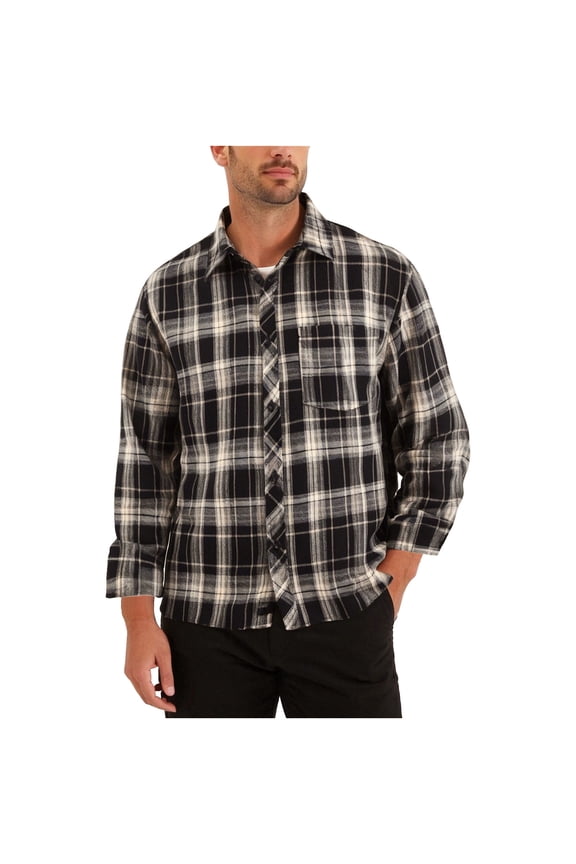 Mens Flannel Shacket Long Sleeve Plaid Button Down Shirt Jacket Light Cotton Fall Work Outdoor Overshirt