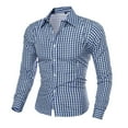 thumbnail image 1 of Mens Flannel Shirt Long Sleeve Fashion Casual Regular Fit Collar Plaid Shirt Lightweight Comfor Summer Button Classic Basic Tee With Pocket Blue M, 1 of 4