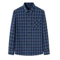 thumbnail image 1 of Mens Flannel Shirts Long Sleeve Button Down Blue Plaid Shirts Casual Blouse with One Pocket Dark Blue 2XL, 1 of 6