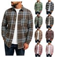 thumbnail image 1 of Mens Flannel Shirts Long Sleeve Button Down Plaid Shirts Jacket Soft Warm Casual Cotton Regular Fit Layering Shirts Shackets Fall Winter Clothes for Men, 1 of 7
