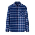 thumbnail image 1 of Mens Flannel Shirts Long Sleeve Jacket Brushed Soft Cotton Button Down Blouse with One Pocket Blue 2XL, 1 of 6